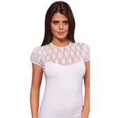 8017 BAYAN BİSİKLET YAKA KISA KOL ELASTANE - 1