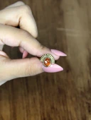 Doğal Taş Akik Yuvarlak Doğal Taşlı Antik Model Kadın Ayarlanabillir Yüzük euy82a thumbnail 3