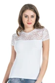 Derya Kurşun Yarım Kol Dantelli Kadın Tişört 240 - 1