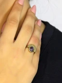Doğal Taş Ametist Doğal Taşlı Antik Model Kadın Ayarlanabillir Yüzük euy82amt thumbnail 1