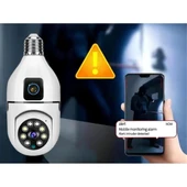 Çift Lensli Duy Girişli Kablosuz Ampul Kamera - 3