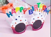 Happy Birthday Yazılı Beyaz Fuşya Renk Parti Gözlüğü 12x7 Cm thumbnail 1