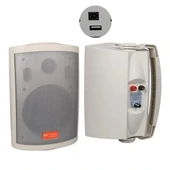 Magicvoice Mv-25 16 Cm 80 Watt Komütatörlü Hat Trafolu Beyaz Sütun Hoparlör (2'li Takım) - 1