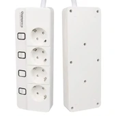 Yamatik X-man-104 A-class 4'lü Ayrı Anahtarlı 2 Metre Akım Korumalı Grup Priz 1400 Joule thumbnail 2