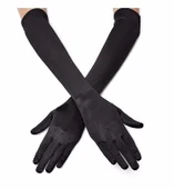 Siyah Renk Likralı Dirseğe Kadar Uzun Kumaş Eldiven 40 Cm thumbnail 2