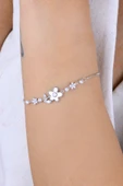 Gümüş rodyumlu sedef ve zirkon taşlı inci çiçeği bileklik SGTL12922RODAJ thumbnail 3