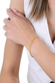 Gümüş altın yaldızlı top zincir detaylı burgulu İtalyan bileklik SGTL12943GOLD thumbnail 2