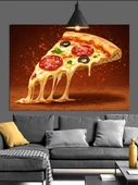 Peynir Eriyen İtalyan Pizza Dilimi Detayı Dekoratif Kanvas - Mdf Ahşap Tablo - 2