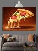 Peynir Eriyen İtalyan Pizza Dilimi Detayı Dekoratif Kanvas - Mdf Ahşap Tablo - 3