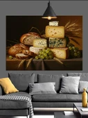 Çeşitli Peynir Ve Ekmek Natürmortu Dekoratif Kanvas - Mdf Ahşap Tablo - 1