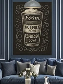 Kahve Temalı Espresso Ve Sıcak Süt Ölçüsü Dekoratif Kanvas - Mdf Ahşap Tablo - 2