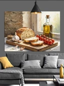 Ekmek Zeytinyağı Domates Zeytin Dekoratif Kanvas - Mdf Ahşap Tablo - 2