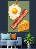 Pişmiş Yumurta Bacon Ve Peynir Dekoratif Kanvas - Mdf Ahşap Tablo - 3