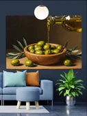 Zeytin Yağı Kasede Zeytin Dekoratif Kanvas - Mdf Ahşap Tablo - 1
