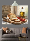 Ekmek Zeytinyağı Domates Zeytin Dekoratif Kanvas - Mdf Ahşap Tablo - 3