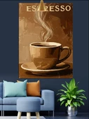 Tek Bir Kahve Fincanı Espresso Yazısı Dekoratif Kanvas - Mdf Ahşap Tablo - 3