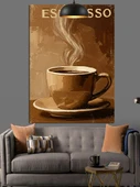 Tek Bir Kahve Fincanı Espresso Yazısı Dekoratif Kanvas - Mdf Ahşap Tablo - 2