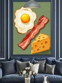 Pişmiş Yumurta Bacon Ve Peynir Dekoratif Kanvas - Mdf Ahşap Tablo - 1
