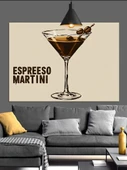 Espresso Martini Kokteyl Çizimi Dekoratif Kanvas - Mdf Ahşap Tablo - 2