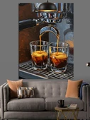 Kahve Yapma Süreci Espresso Makinesi Barista Dekoratif Kanvas - Mdf Ahşap Tablo - 3