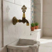 Pirinç Döküm Osmanlı Motifli Musluk Bahçe Çeşme Şadırvan Balkon İçin Dekoratif Otantik Musluk thumbnail 4