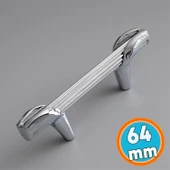 Mobilya Mutfak Dolabı Çekmece Kulpları Dolap Kapak Kulpu Kulbu Krom Renk 64 mm Metal Kulp - 1