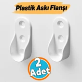 Askı Flanşı Elbise Askısı Dolap İçi Metal Boru Tutucu Plastik 2 Adet Beyaz Renk thumbnail 1