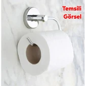 Metal Tuvalet Kağıtlık Yapışkanlı Açık Aparat WC Kağıt Standı Bez Havluluk Paslanmaz Sağlam Krom thumbnail 5