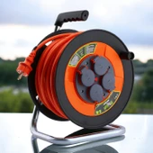 Seyyar Makaralı Kablo Kapaklı 4 Prizli Plastik Uzatma Kablosu 3x1.5 mm CCA Kablo 35 Metre - 4