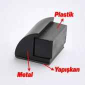 Kapı Stoperi Metal Siyah Oval Model Güçlü Yapışkanlı Kauçuk Başlıklı Kapı Tamponu Durdurucu Koruyucu thumbnail 3