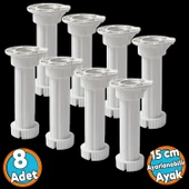 Ayarlanabilir Plastik Ayak Dolap Mobilya Tezgah Yükseltici Yükseltme Ayağı Ayakları 8 Adet 15 Cm thumbnail 1
