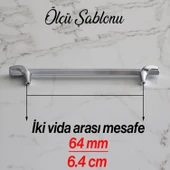 Mobilya Mutfak Dolabı Çekmece Kulpları Dolap Kapak Kulpu Kulbu Krom Renk 64 mm Metal Kulp - 5