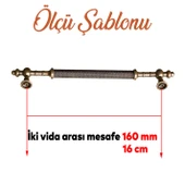 Mobilya Mutfak Çekmece Dolap Dolabı Kulpu Kulbu Kulpları Eskitme Antik Sarı Metal 160 mm thumbnail 2
