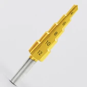 Profesyonel 4-12 mm Kademeli Matkap Ucu Titan Kaplama Metal Sac Delme HSS Konik Step Drill thumbnail 3