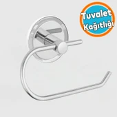 Metal Tuvalet Kağıtlık Yapışkanlı Açık Aparat WC Kağıt Standı Bez Havluluk Paslanmaz Sağlam Krom thumbnail 1