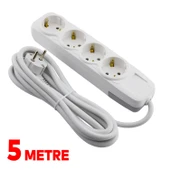 5 Metre Kablolu 4'lü Topraklı Grup Priz Fiş Çoğaltıcı Çoklu Uzatma Kablosu Anahtarsız thumbnail 3