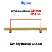 Mobilya Kulp Mutfak Dolap Çekmece Dolabı Kapak Kulpları Gold Altın 224 mm 22.4 cm Metal (5 Adet) thumbnail 2