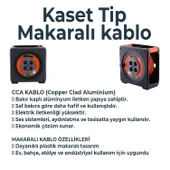 Seyyar Makaralı CCA Uzatma Kablosu 40 Metre 3x2.5 mm 4 Prizli Termal Sigortalı Plastik Kaset Tipi thumbnail 3