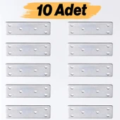 Mobilya Sabitleme Köşe Bağlantı Demiri 30x90 mm 10 Adet Set Düz Metal Gönye Dolap Kitaplık Vestiyer thumbnail 1