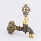 Pirinç Döküm Osmanlı Motifli Musluk Bahçe Çeşme Şadırvan Balkon İçin Dekoratif Otantik Musluk thumbnail 1