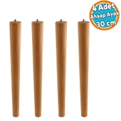 4 Adet Sehpa Masa Ayağı Ham Doğal Ahşap Kahverengi Boyalı Mobilya Aksesuar Modern Ayak Bohem 30 cm thumbnail 1