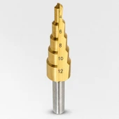 Profesyonel 4-12 mm Kademeli Matkap Ucu Titan Kaplama Metal Sac Delme HSS Konik Step Drill thumbnail 2