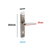 1 Takım İç Oda Kapı Kolu Aynalı Sağa Sola Uygun Saten Renk Dış Ahşap Pvc Metal Çelik Kapısı Tutamağı thumbnail 4