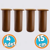 4 Adet Mobilya Kanepe Koltuk Baza Yükseltici Yükseltme Ayağı Ayakları Plastik Kestane Kahvesi 15 cm thumbnail 1
