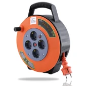 Mini Kutulu Plastik Makaralı Seyyar 3x1.5 mm CCA Monofaze Uzatma Kablosu 4 Priz TTR Kablo 10 Metre thumbnail 5