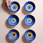 Fecra Acem 6'lı Nazarı Çay Tabağı Seti Karma - 2