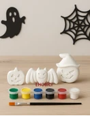Ehobici Taş Boyama Seti Halloween Cadılar Bayramı 6 Renk Akrilik Boya 5ml + Fırça - 1