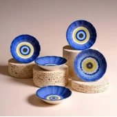 Fecra Acem 6'lı Nazarı Çay Tabağı Seti Karma - 4