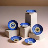 Fecra Acem 6'lı Nazarı Çay Tabağı Seti Karma - 1