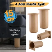 4 Adet Mobilya Kanepe Koltuk Yatak Baza Yükseltici Yükseltme Ayağı Ayakları Plastik  Kayın Bej 15 cm thumbnail 2
